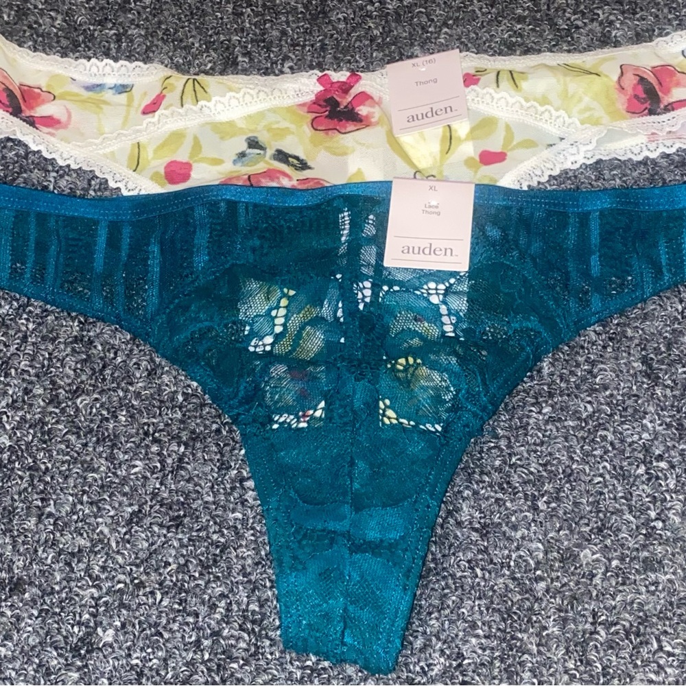 *3/$15* 2 lace thongs by auden XL NWT